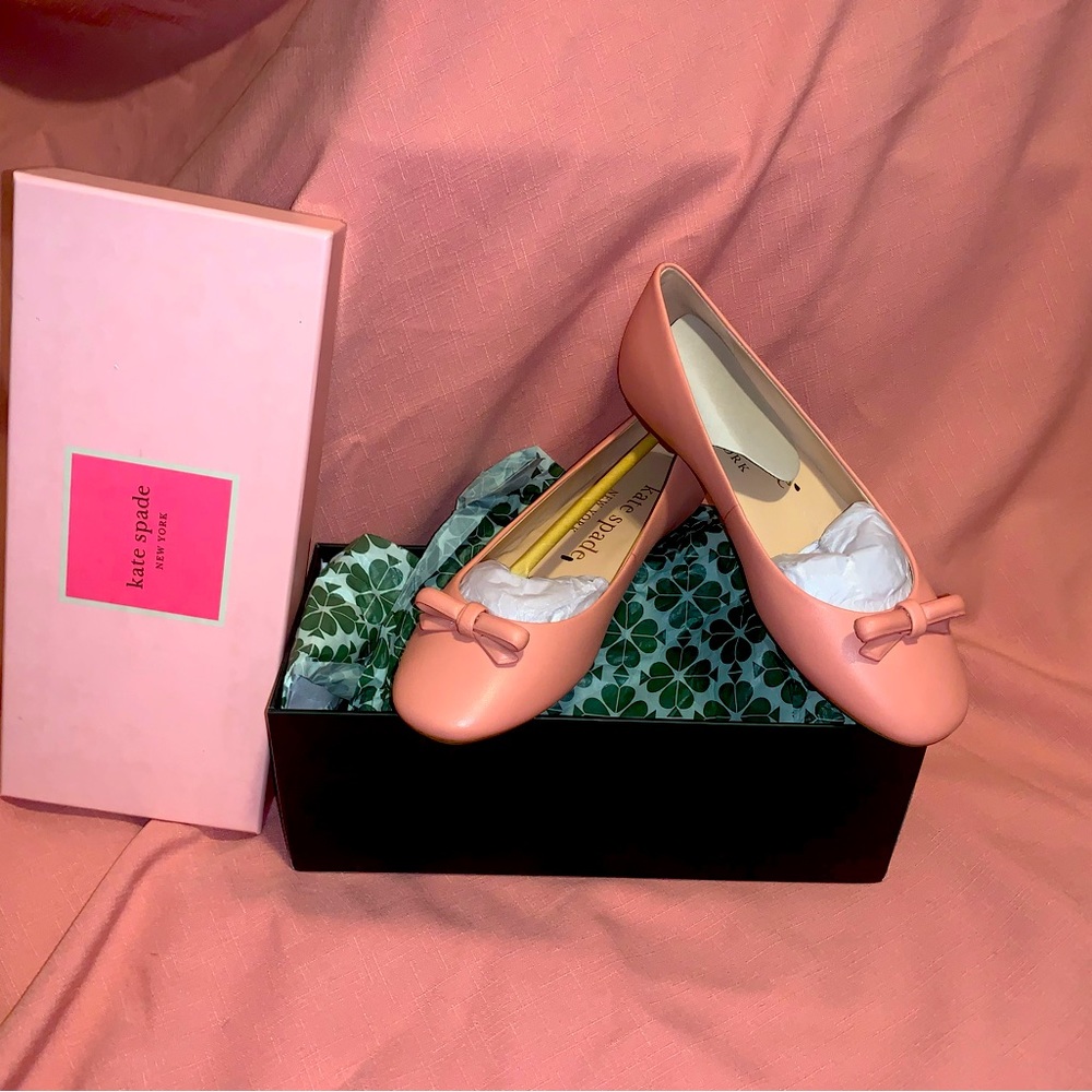 BNIB KATE SPADE  Kiersten Bow Flats Pink Size 9.5  ballet Women’s slide ons